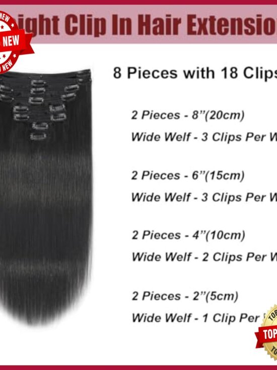 Straight Clip-In Human Hair Extensions 120g 22in 8pc Double Weft main image 4